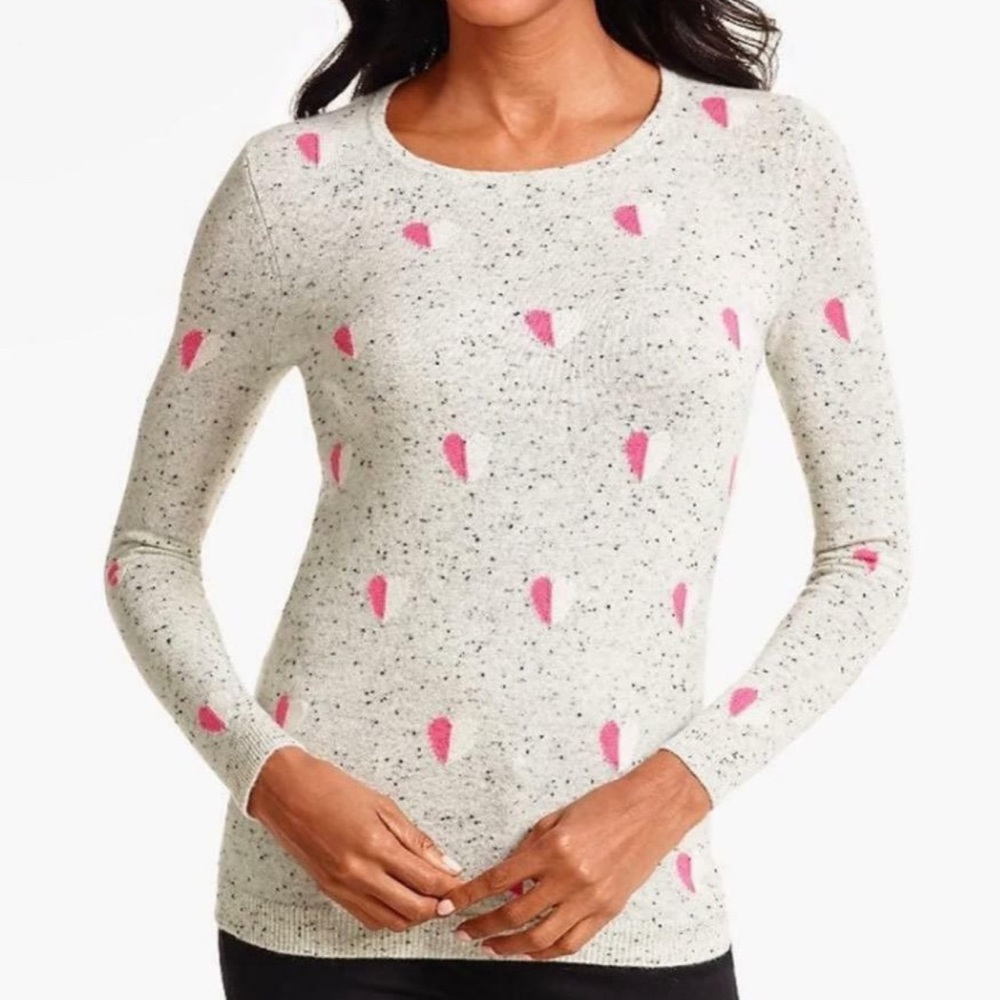 Talbots 100% Pure Cashmere Heart Crewneck Sweater